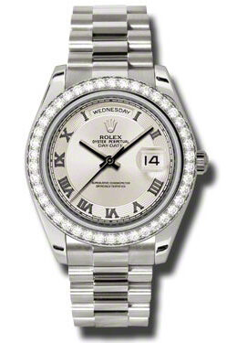 Rolex Day-Date II Ivory Concentric Dial 18K White Gold President Automatic Men's Watch #218349IVCRP - Watches of America