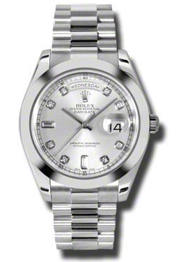 Rolex Day-Date II Silver Dial Platinum President Automatic Men's Watch #218206SDP - Watches of America