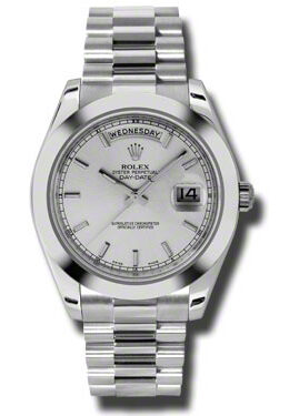 Rolex Day-Date II Silver Dial Platinum President Automatic Men's Watch #218206SSP - Watches of America