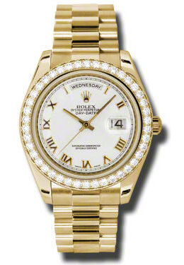 Rolex Day-Date II White Dial 18K Yellow Gold President Automatic Men's Watch #218348WRP - Watches of America