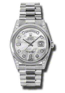 Rolex Day-Date Mother Of Pearl Dial Platinum President Automatic Men's Watch #118296MDP - Watches of America