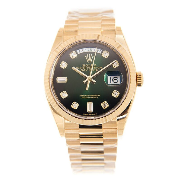 Rolex Day-Date President Automatic Chronometer Green Ombre Diamond Ladies Watch #128238-0069 - Watches of America #2