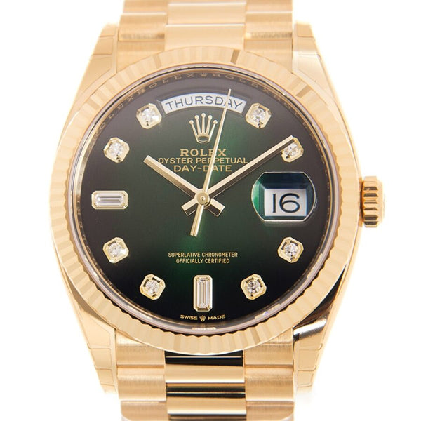Rolex Day-Date President Automatic Chronometer Green Ombre Diamond Ladies Watch #128238-0069 - Watches of America