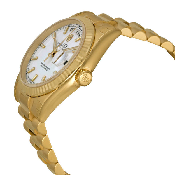 Rolex Day-Date White Dial 18K Yellow Gold President Automatic Men's Watch #118238WSP - Watches of America #2