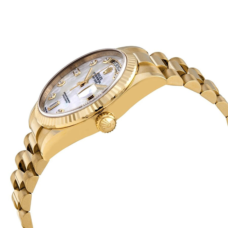 Rolex Day-Date White Mother-Of-Pearl Dial 18K Yellow Gold President Automatic Men's Watch #118238MDP - Watches of America #2