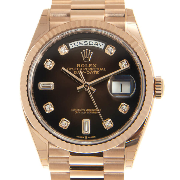 Rolex Day-Date 36 Automatic Diamond Brown Dial Watch #128235CHDP - Watches of America