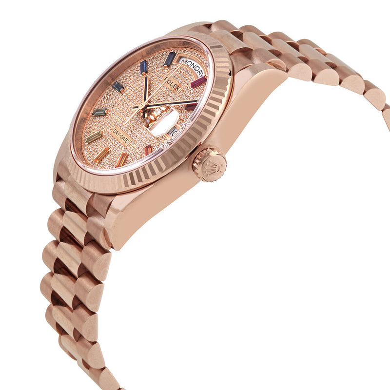 Rolex Day-Date 36 Diamond Paved Dial 18kt Everose Gold President Watch #128235DSP - Watches of America #2