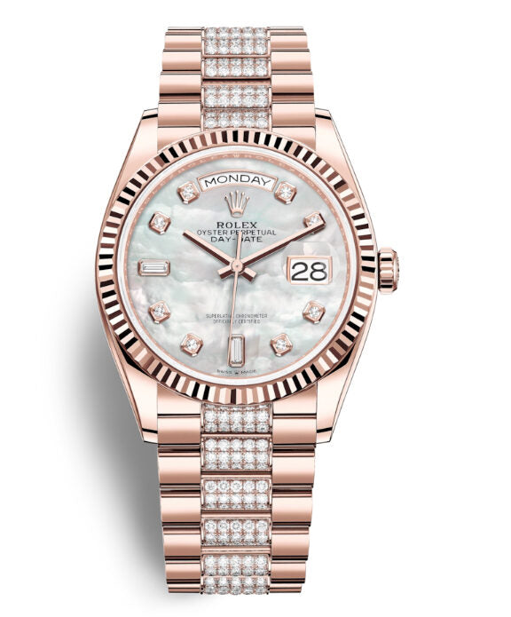 Rolex Day-Date 36 Mother of Pearl Dial Automatic Diamond-Set President Watch #128235MDDP - Watches of America
