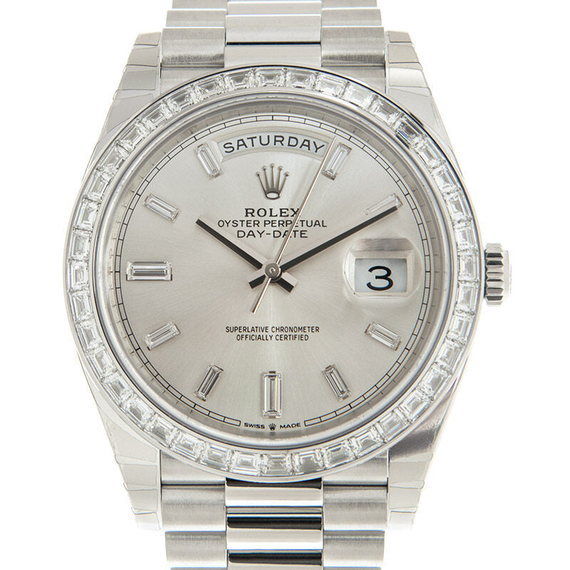 Rolex Day-Date 40 Automatic Chronometer Diamond Silver Dial Men's Watch #228396SDP - Watches of America