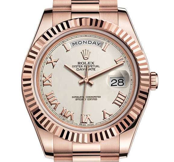 Rolex Day-Date II Ivory-Colored Dial 18K Everose Gold President Automatic Men's Watch #218235IVRP - Watches of America