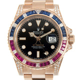 Rolex GMT-MASTER II Automatic Chronometer Diamond Black Dial Watch #126755SARU - Watches of America