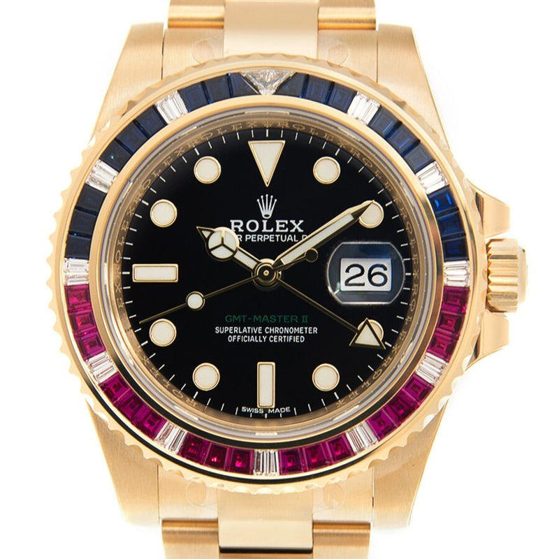 Rolex GMT-Master II Automatic Gem Set Bezel Black Dial Men's Watch #116748SA - Watches of America #2