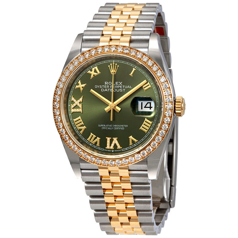 Rolex Green Diamond Dial Automatic Ladies Steel and 18K Yellow Gold Jubilee Watch #126283GNRDJ - Watches of America