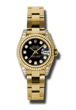 Rolex Lady Datejust 26 Black Dial 18K Yellow Gold Oyster Bracelet Automatic Watch #179238BKDO - Watches of America