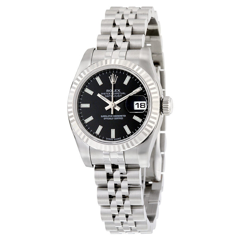 Rolex Lady Datejust 26 Black Dial Stainless Steel Jubilee Bracelet Automatic Watch 179174BKSJ#179174-BKSJ - Watches of America