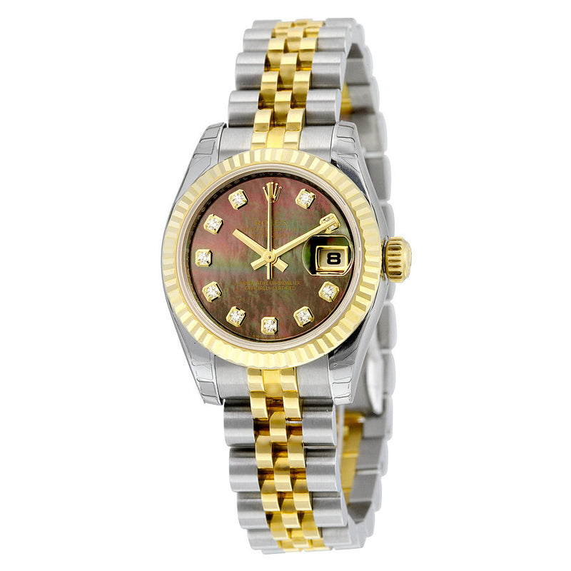 Rolex Lady Datejust 26 Black Mother of Pearl Dial Stainless Steel and 18K Yellow Gold Jubilee Bracelet Automatic Watch #179173BKMDJ - Watches of America
