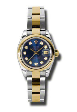 Rolex Lady Datejust 26 Blue Dial Stainless Steel and 18K Yellow Gold Oyster Bracelet Automatic Watch #179163BLDO - Watches of America
