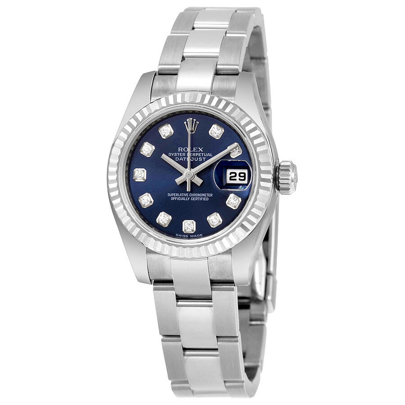 Rolex Lady Datejust 26 Blue Dial Stainless Steel Oyster Bracelet Automatic Watch #179174BLDO - Watches of America