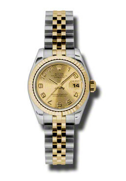 Rolex Lady Datejust 26 Champagne Concentric Dial Stainless Steel and 18K Yellow Gold Jubilee Bracelet Automatic Watch #179173CCAJ - Watches of America
