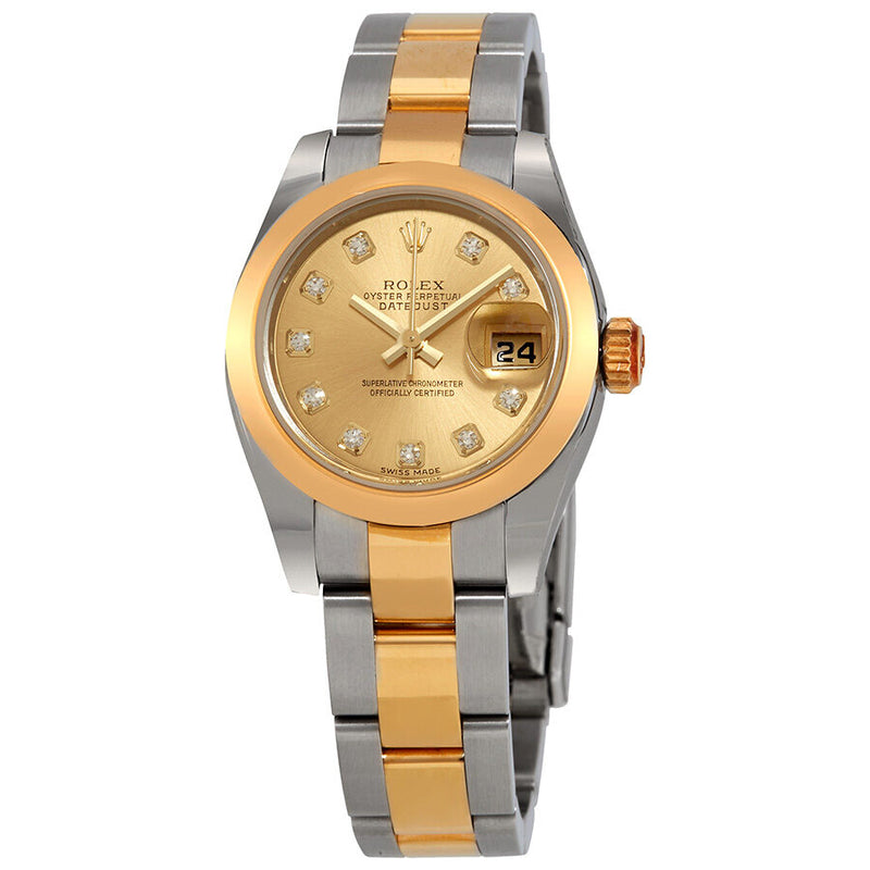Rolex Lady Datejust 26 Champagne Dial Stainless Steel and 18K Yellow Gold Oyster Bracelet Automatic Watch #179163CDO - Watches of America