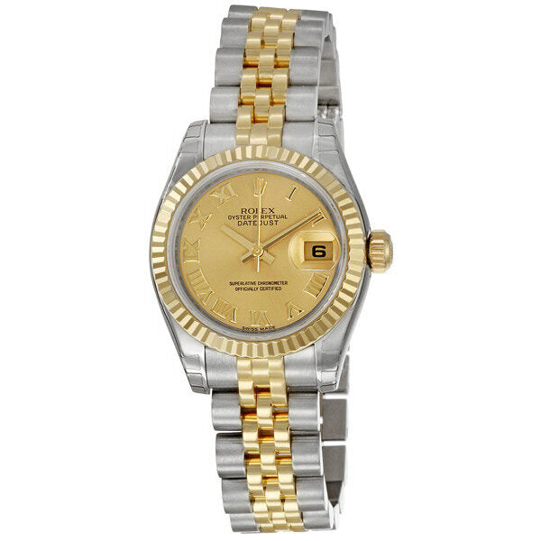 Rolex Lady Datejust 26 Champagne Dial Stainless Steel and 18K Yellow Gold Jubilee Bracelet Automatic Watch #179173CRJ - Watches of America