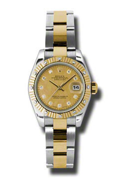 Rolex Lady Datejust 26 Champagne Dial Stainless Steel and 18K Yellow Gold Oyster Bracelet Automatic Watch 179313CGDMDO#179313CDO - Watches of America