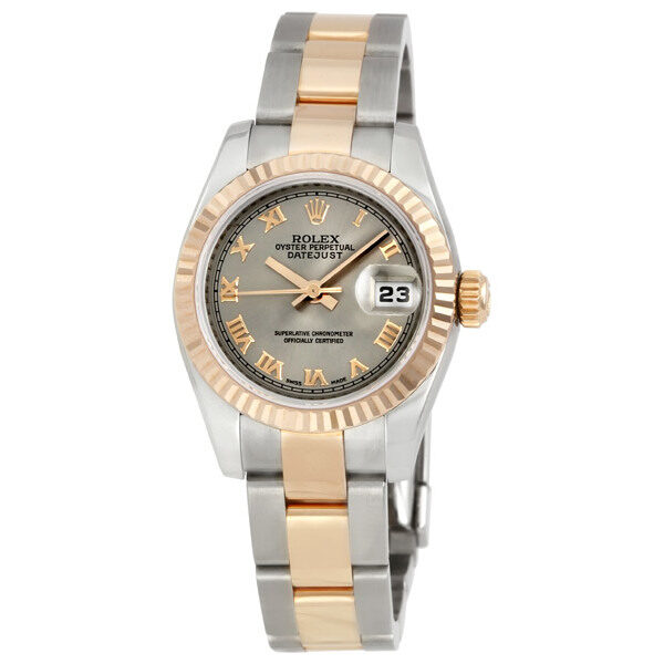 Rolex Lady Datejust 26 Grey Dial Stainless Steel and 18K Everose Gold Oyster Bracelet Automatic Watch #179171GYRO - Watches of America