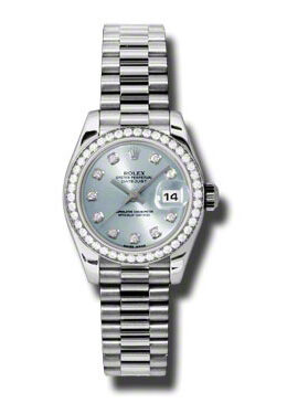 Rolex Lady-Datejust 26 Ice Blue Dial Platinum President Automatic Ladies Watch #179136IBLDP - Watches of America