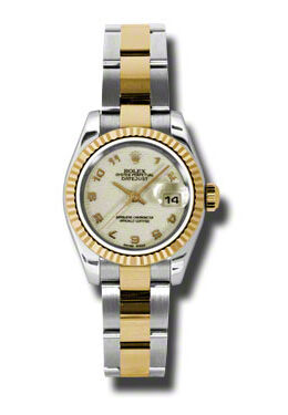 Rolex Lady Datejust 26 Ivory Dial Stainless Steel and 18K Yellow Gold Oyster Bracelet Automatic Watch #179173IJAO - Watches of America