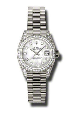 Rolex Lady-Datejust 26 Mother Of Pearl Dial 18K White Gold President Automatic Ladies Watch #179159MDP - Watches of America