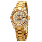Rolex Lady-Datejust 26 Mother Of Pearl Dial 18K Yellow Gold President Automatic Ladies Watch #179138MDP - Watches of America