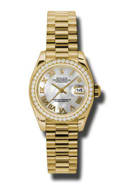 Rolex Lady-Datejust 26 Mother Of Pearl Dial 18K Yellow Gold President Automatic Ladies Watch #179138MRP - Watches of America