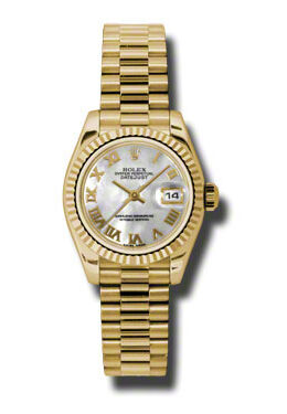 Rolex Lady-Datejust 26 Mother Of Pearl Dial 18K Yellow Gold President Automatic Ladies Watch #179178MRP - Watches of America