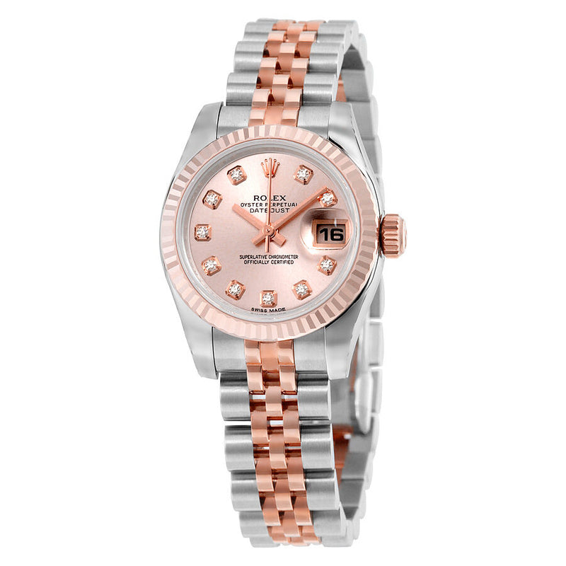 Rolex Lady Datejust 26 Rose With 10 Diamonds Dial Stainless Steel and 18K Everose Gold Jubilee Bracelet Automatic Watch #179171RDJ - Watches of America