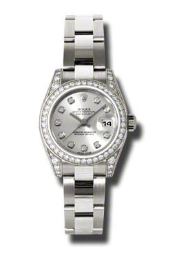 Rolex Lady Datejust 26 Silver Dial 18K White Gold Oyster Bracelet Automatic Watch #179159SDO - Watches of America