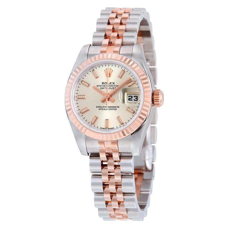 Rolex Lady Datejust 26 Silver Dial Stainless Steel and 18K Everose Gold Jubilee Bracelet Automatic Watch #179171SSJ - Watches of America