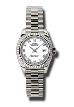 Rolex Lady-Datejust 26 White Dial 18K White Gold President Automatic Ladies Watch #179179WRP - Watches of America