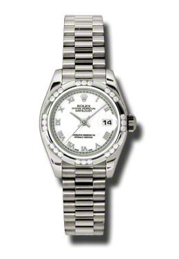 Rolex Lady-Datejust 26 White Dial 18K White Gold President Automatic Ladies Watch #179369WRP - Watches of America