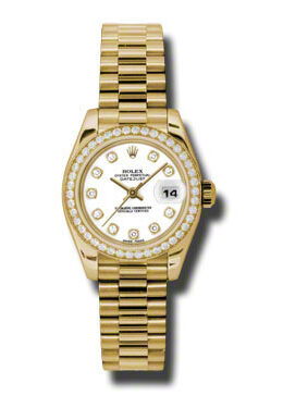 Rolex Lady-Datejust 26 White Dial 18K Yellow Gold President Automatic Ladies Watch #179138WDP - Watches of America