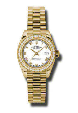 Rolex Lady-Datejust 26 White Dial 18K Yellow Gold President Automatic Ladies Watch #179138WRP - Watches of America