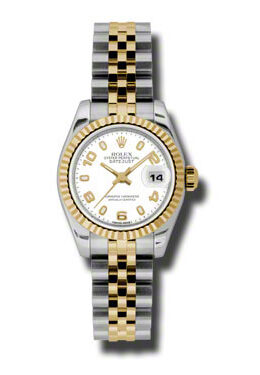 Rolex Lady Datejust 26 White Dial Stainless Steel and 18K Yellow Gold Jubilee Bracelet Automatic Watch #179173WASJ - Watches of America
