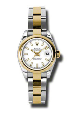 Rolex Lady Datejust 26 White Dial Stainless Steel and 18K Yellow Gold Oyster Bracelet Automatic Watch #179163WSO - Watches of America