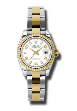 Rolex Lady Datejust 26 White Dial Stainless Steel and 18K Yellow Gold Oyster Bracelet Automatic Watch #179173WASO - Watches of America