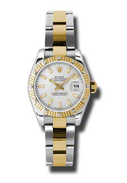 Rolex Lady Datejust 26 White Dial Stainless Steel and 18K Yellow Gold Oyster Bracelet Automatic Watch #179313WSO - Watches of America