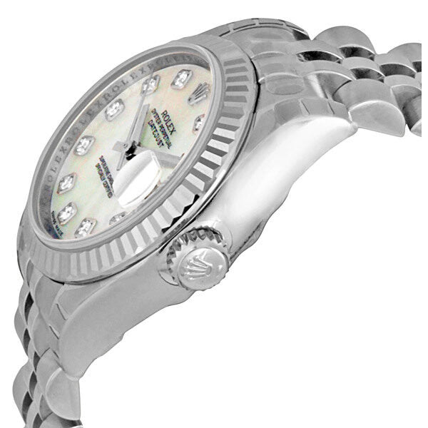 Rolex Lady Datejust 26 White Mother of Pearl with 10 Diamonds Dial Stainless Steel Jubilee Bracelet Automatic Watch 179174MDJ#179174-MDJ - Watches of America #2