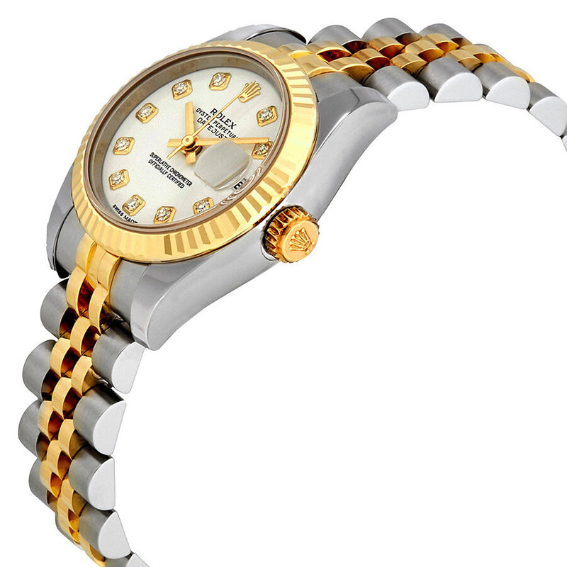 Rolex Lady Datejust 26 White With 10 Diamonds Dial Stainless Steel and 18K Yellow Gold Jubilee Bracelet Automatic Watch #179173WDJ - Watches of America #2