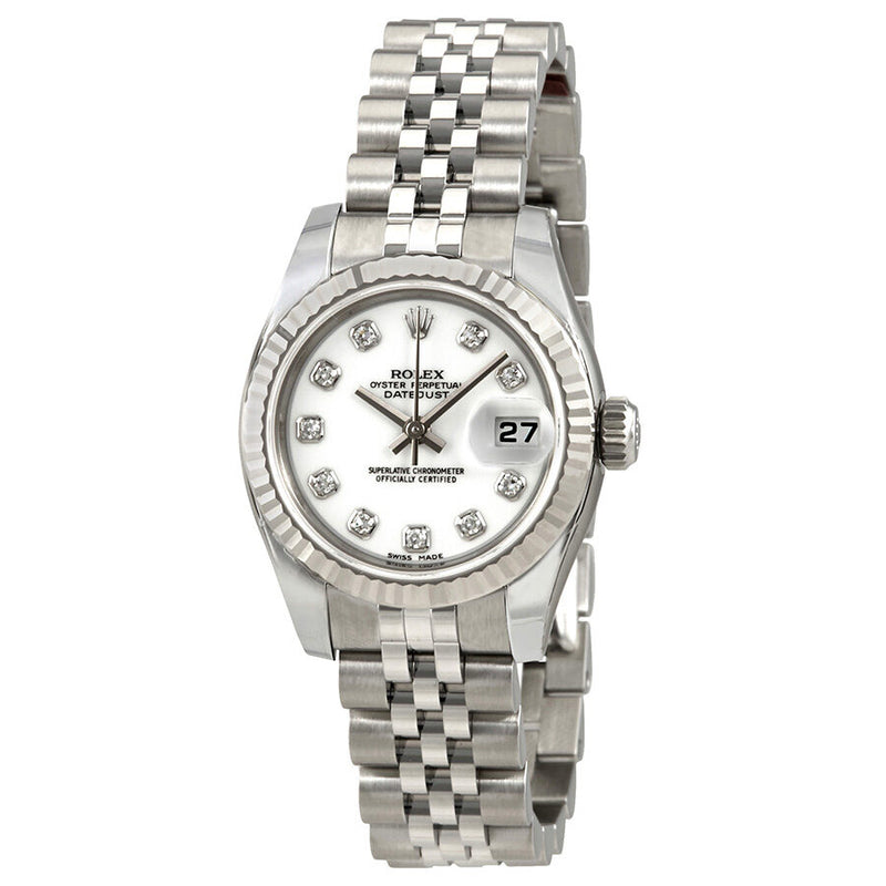 Rolex Lady Datejust 26 White With 10 Diamonds Dial Stainless Steel Jubilee Bracelet Automatic Watch 179174WDJ#179174-WDJ - Watches of America