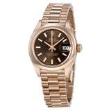 Rolex Lady-Datejust 28 Chocolate Dial 18K Everose Gold President Automatic Ladies Watch #279165CHSP - Watches of America