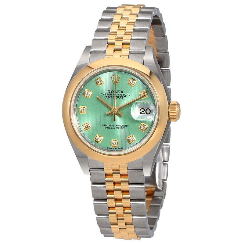 Rolex Lady Datejust 28 Mint Green Steel and 18kt Yellow Gold Jubilee Watch #279163GNDJ - Watches of America