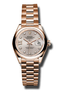 Rolex Lady-Datejust 28 Sundust Dial 18K Everose Gold President Automatic Ladies Watch #279165SNRDP - Watches of America
